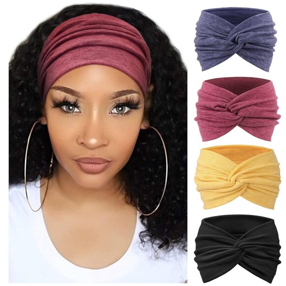 Extra Wide Headbands for Women Cotton Turban Knotted Bandana Head Bands Non Slip - Picture 1 of 7